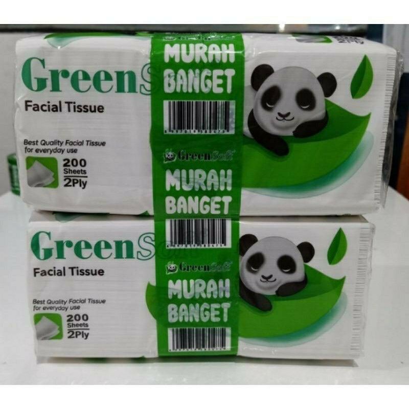 Tisu Green soft 200 sheet 2 play Tisu wajah 200 sheet Dapat 2 pack