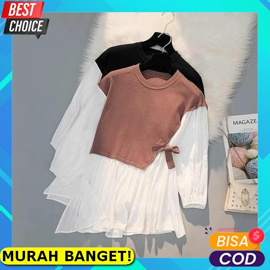 Melda Top Blouse Bl Katun Paris Ld 130 Cm Kancing Hidup / Busui Friendly Atasan Wanita Baju Fashion 