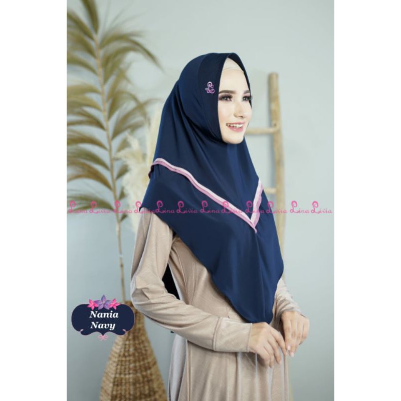 Nania by LinaLivia | Hijab Instan | Jilbab Instan | Jilbab Terlaris  |Jilbab Rebutan-Navy