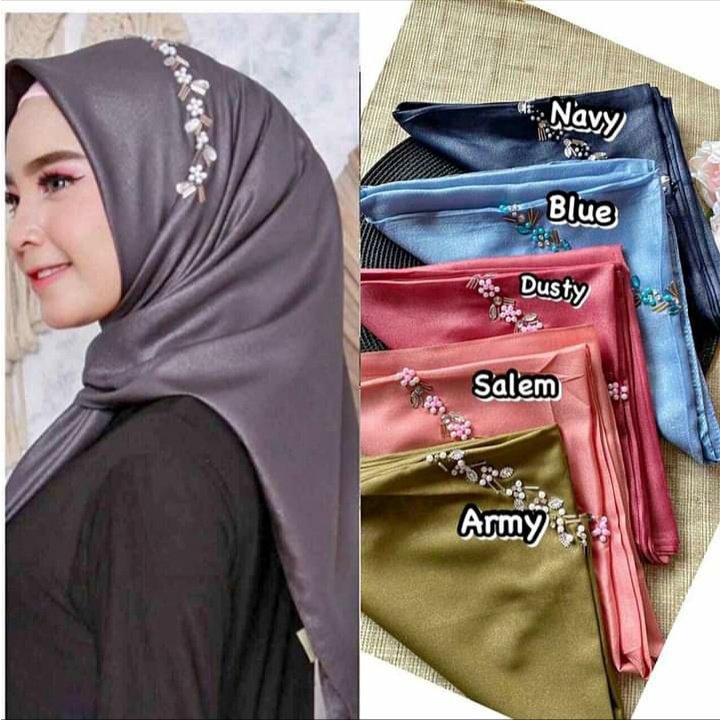 [Bisa COD] Hijab Sinar Glowing Payet / Jilbab SegiEmpat Payet Bando / Hijab Sinar Laser Payet / Ukuran 110x110cm