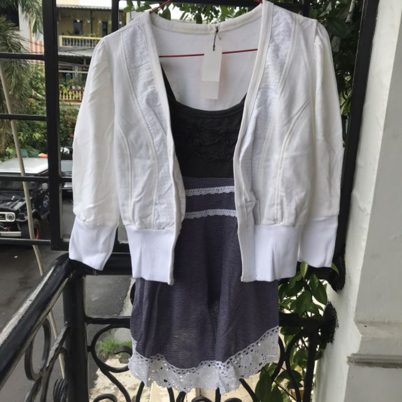 Tank top n cardigan remaja all size