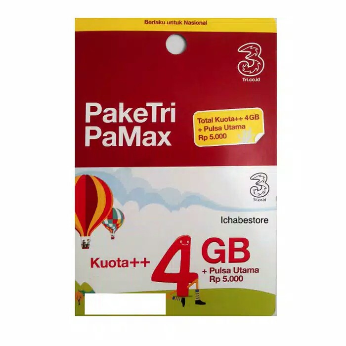 Voucher THREE PAMAX 4 GB( TULIS NOMOR HP )