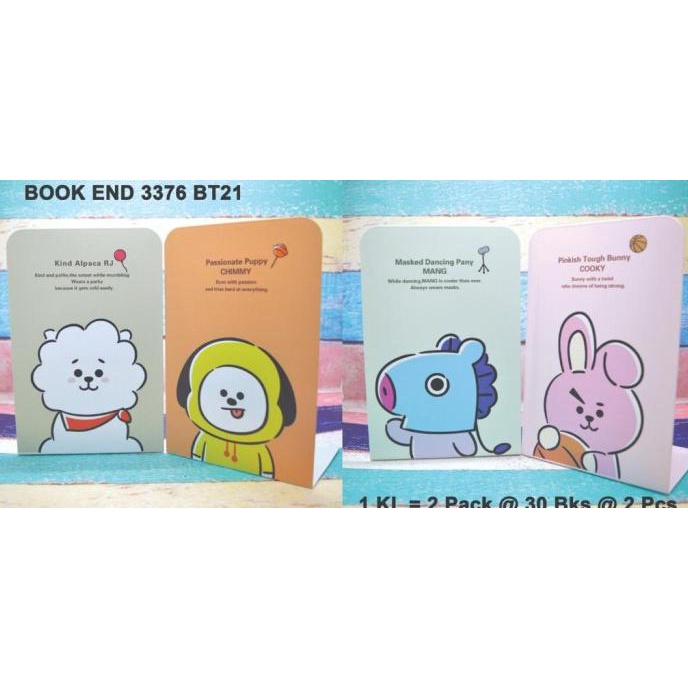 

Penahan buku atau pembatas buku dari besi motif bts bt21 seri a