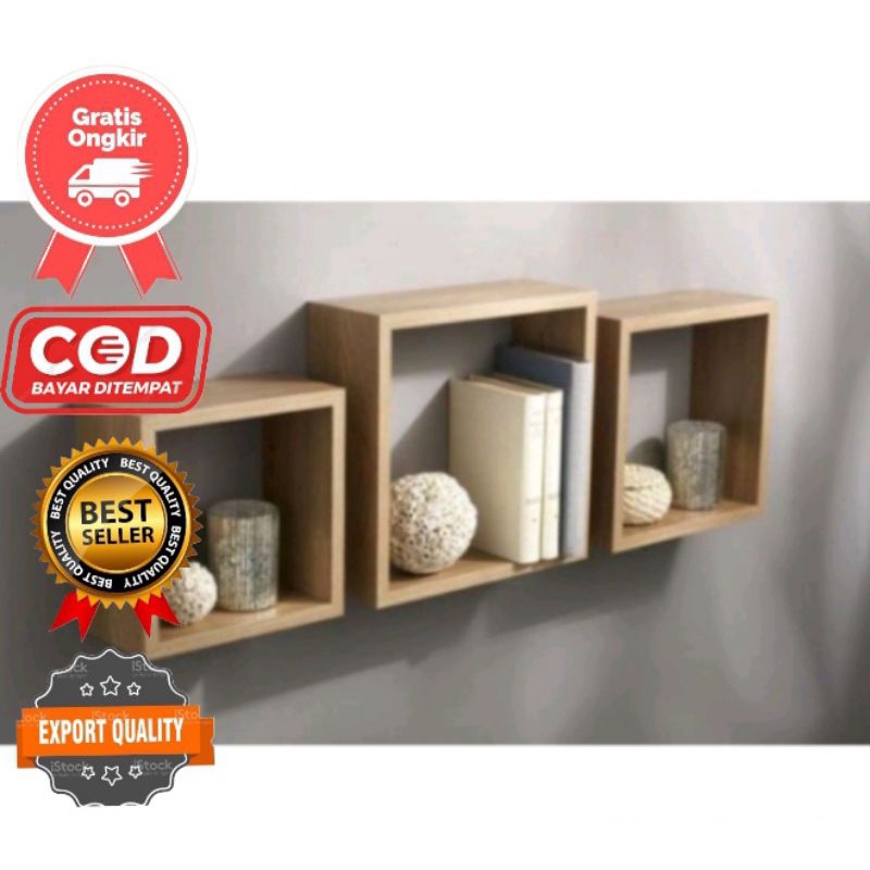 Hiasan dinding rak dinding kotak kayu murah