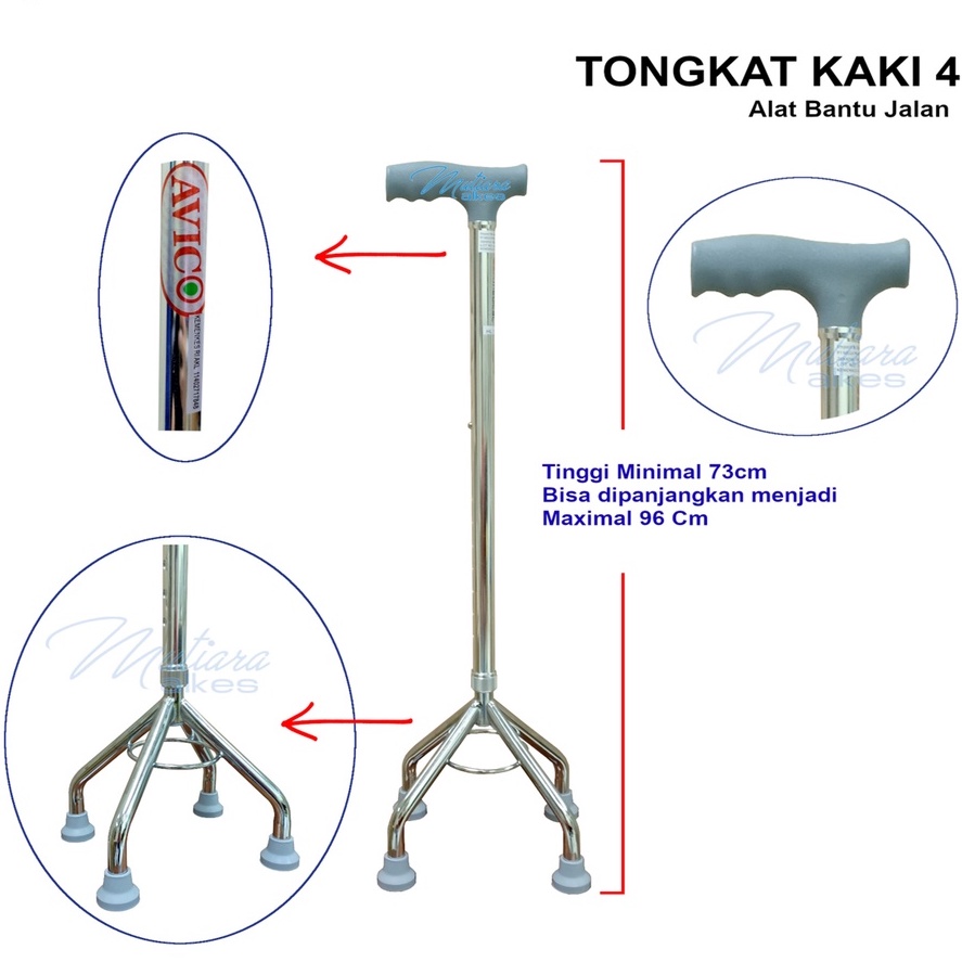 Tongkat Jalan Kaki 4 / Tongkat Orang Tua / Tongkat Jalan/Tongkat Sella