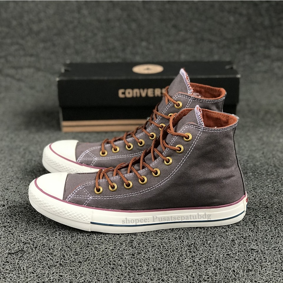 (BAYAR DITEMPAT) Converse Premium Tali Tan High Grey