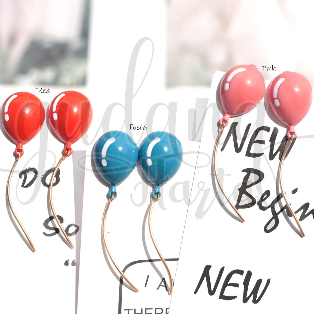 Anting Stud Dan Jepit Wanita Three Ballon Earrings 3 Balon GH 203803