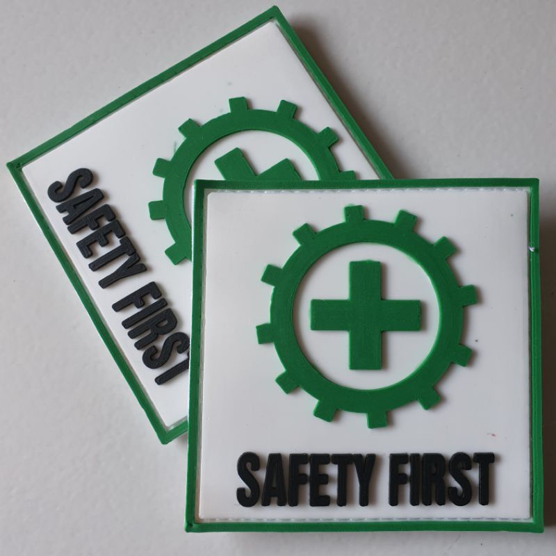 PATCH RUBBER LOGO K3 SAFETY FIRST PERSEGI BESAR 8x8 /TEMPELAN EMBLEM KARET VELCRO