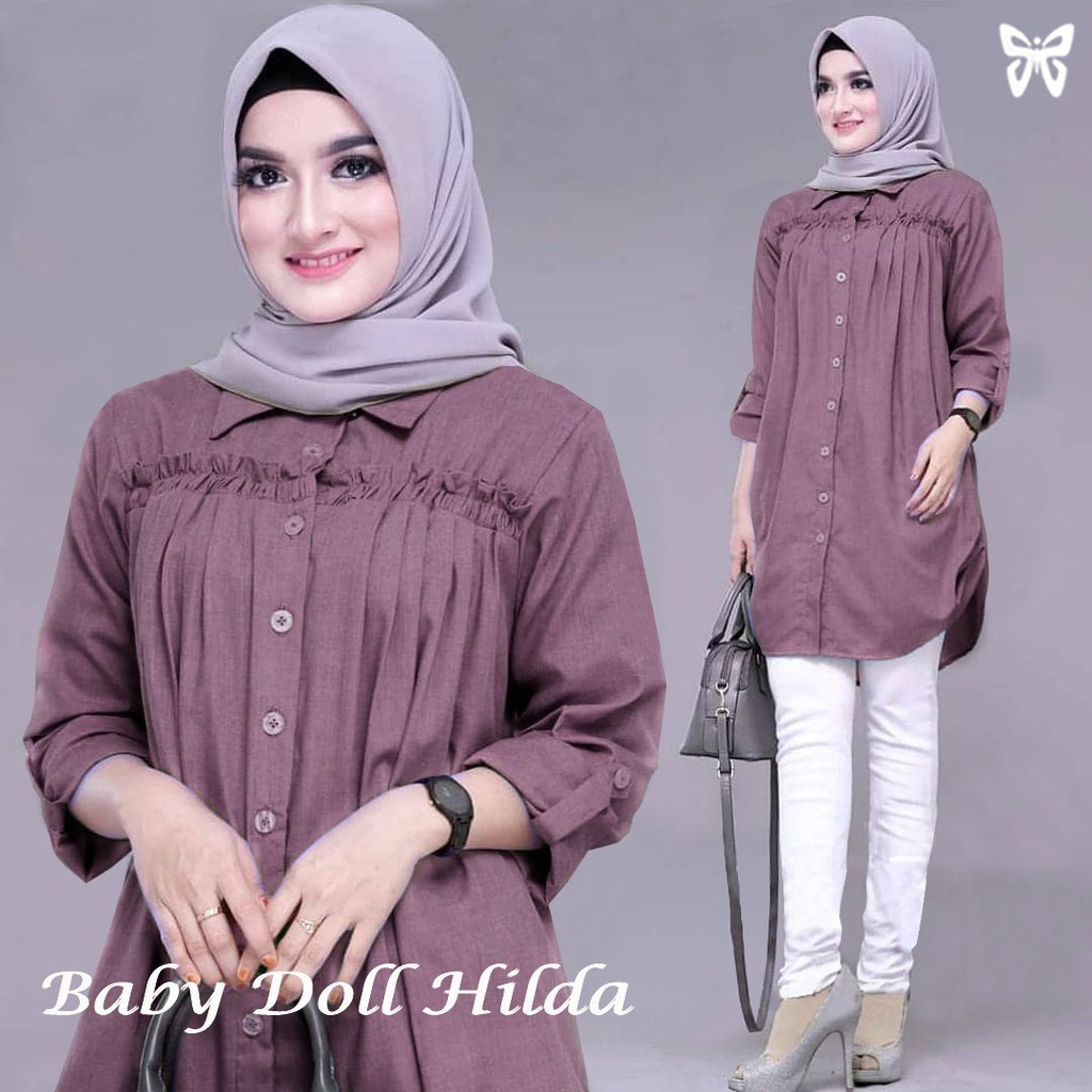 LMOON - TUNIK WANITA BABY DOLL HILDA REMPEL DADA/ baju tunik muslim wanita