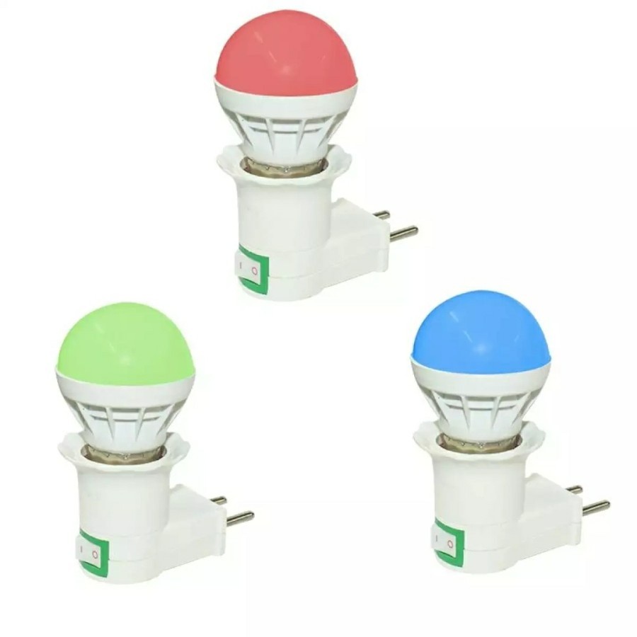 Lampu tidur led warna + fitting colok switc - Biru