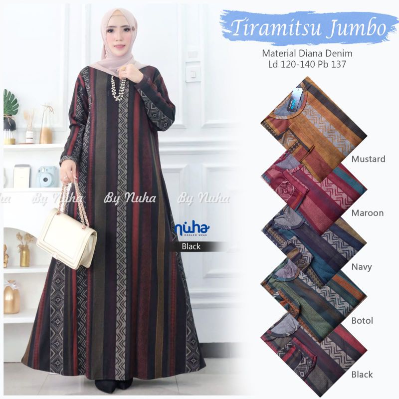 BAJU GAMIS TIRAMITSU  DIANA DENIM JUMBO LD120-140