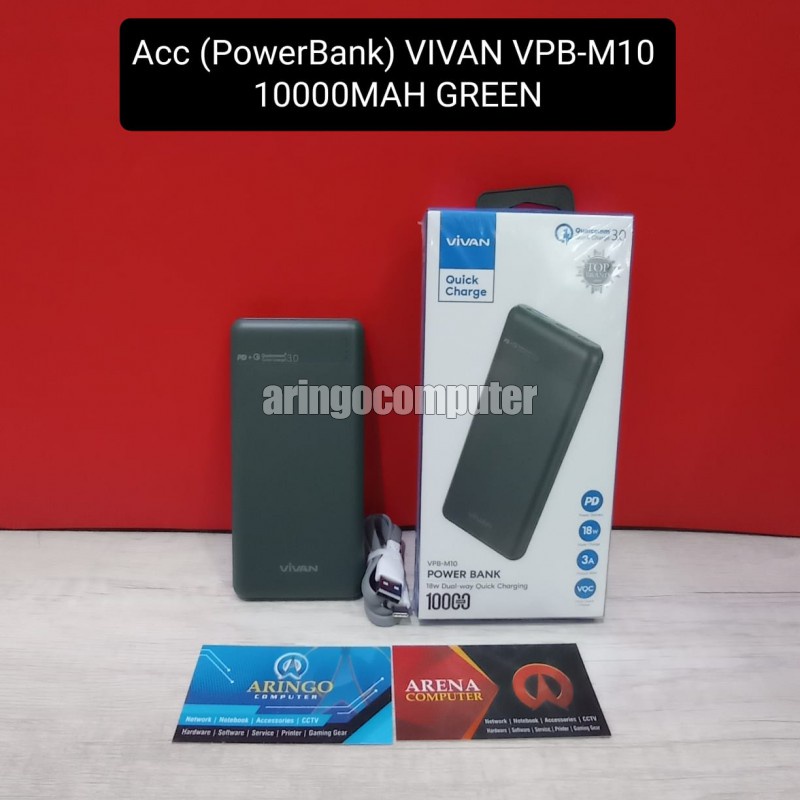 Acc (PowerBank) VIVAN VPB-M10 10000MAH GREEN