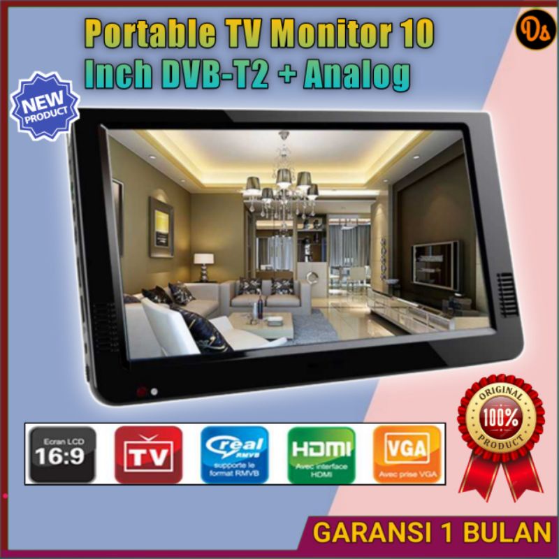 PROMO TV Portable Monitor Mini Kecil 10 Inch DVB-T2 + Analog Taffware D10 TV lcd mini tv mini tv kecil mini  Murah OMTN04BK