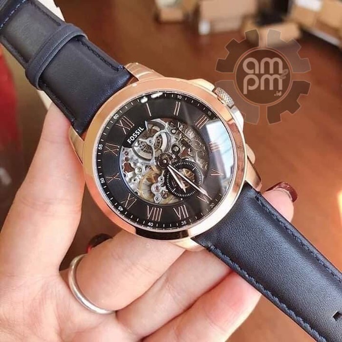 Suplier Jam Tangan Fossil Grant Automatic Blue Leather ME3054 Original
