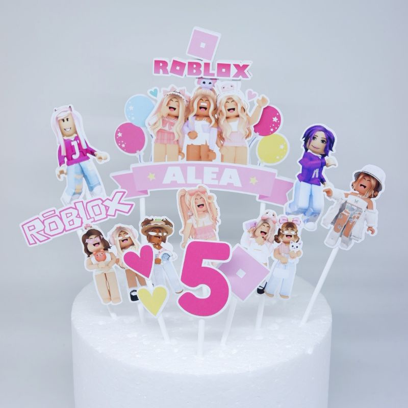 Cake Topper 3D Custom Nama Karakter Roblox Girl Game Roblox Cewek Cute - Alat Dekorasi Kue Ulang Tah