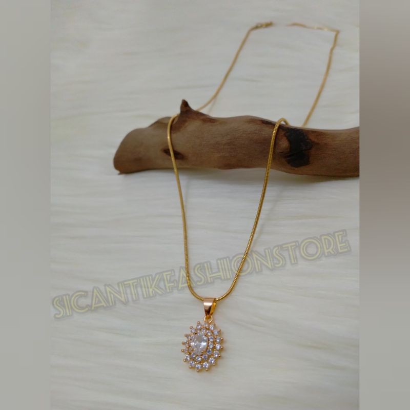 kalung Titanium liontin permata Fashion wanita terlaris anti Karat Perhiasan wanita terlaris mewah