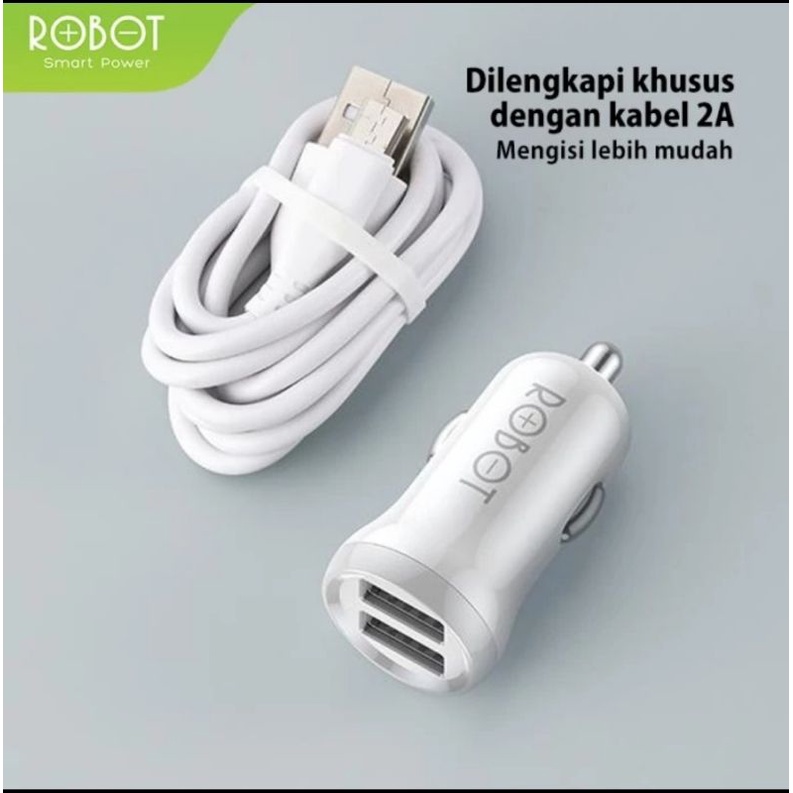 ROBOT Car Charger Dual Output RT-C07 - Free Kabel Micro USB - Original