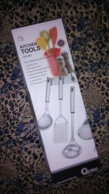 Oxone Ox-963 Kitchen Tools Sendok Masak Sodet Spatula Ox 963 Sutil Set Peralatan Masak Stainless