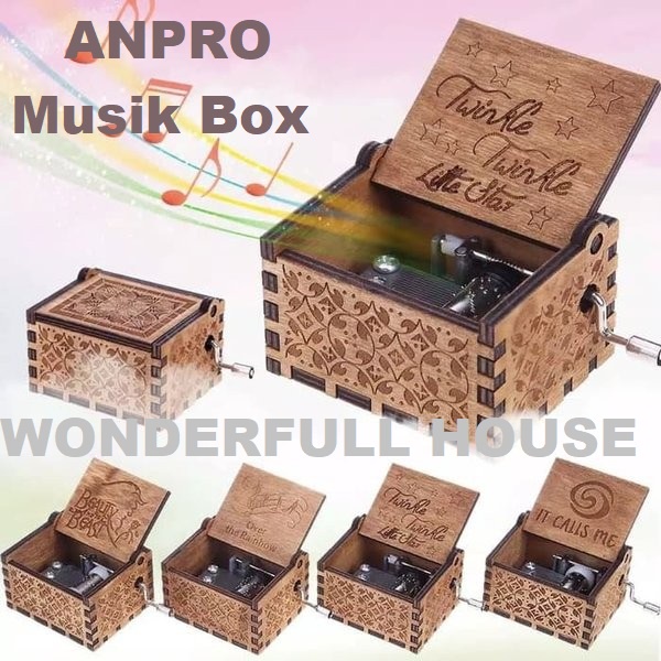 Happy Birthday Projector Party Lamp Cute Birthday Gift Idea Kotak Musik ANPRO Wooden Vintage Music Box Souvenir Kado Elegan Antik Merry chrismast