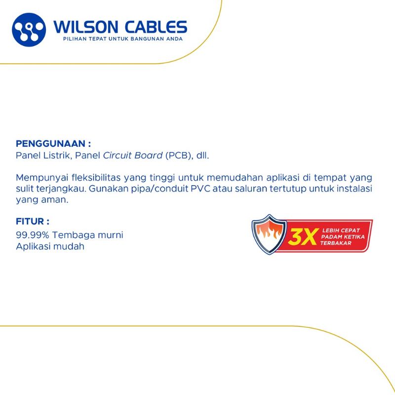 Kabel NYM 2x1.5 mm2 50 Meter / Kabel Tunggal NYM Wilson Cables