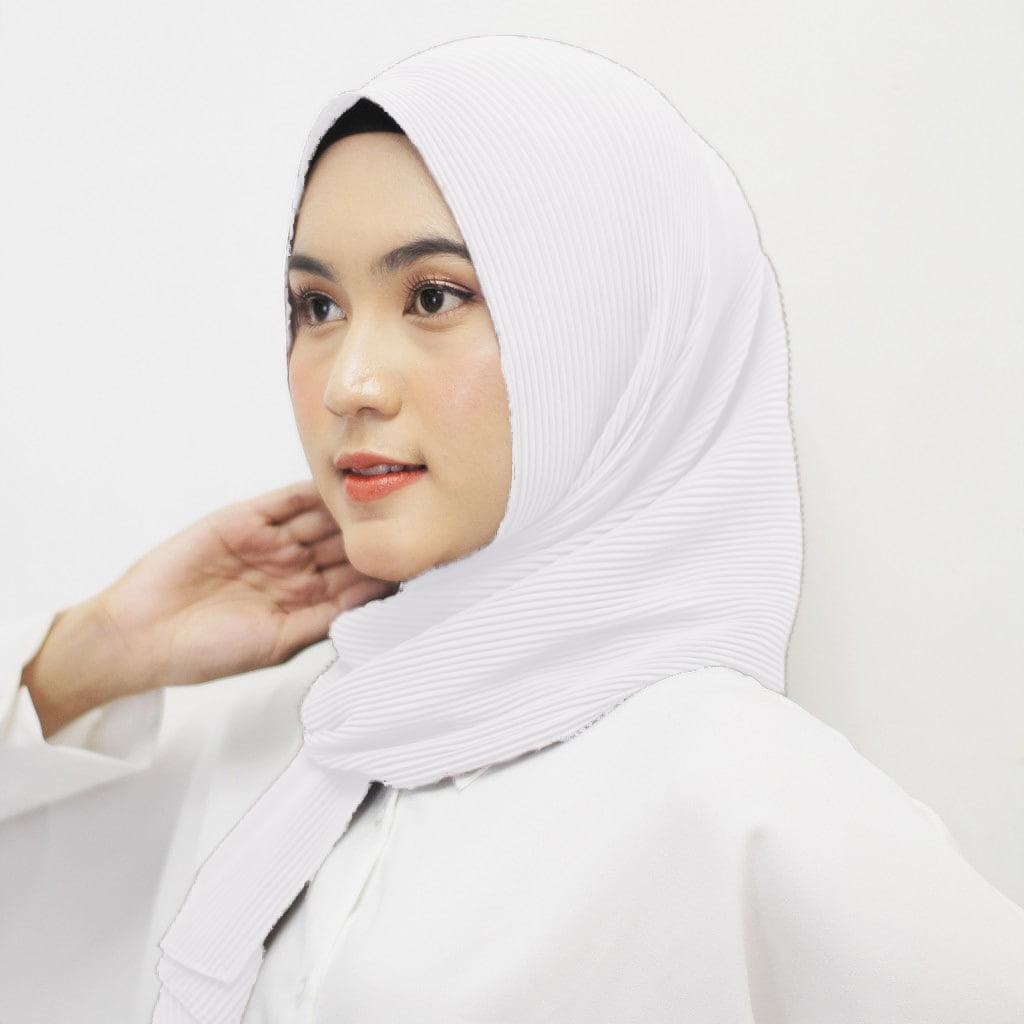 PREMIUM pashmina plisket full (tanpa lipatan tengah) hijab havana muslimah-HAVANA - PUTIH