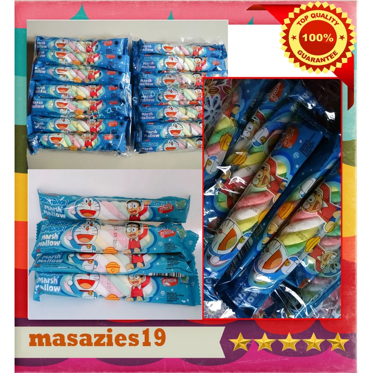 Marsmallow Stik Kepang Doraemon 1 pack isi 20 pcs murah sangat disuka anak-anak