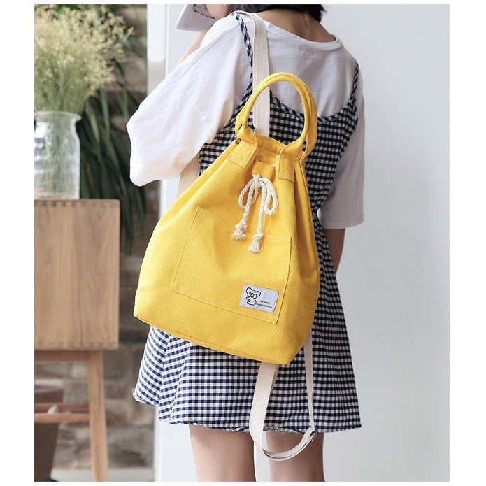 ABG Tas Ransel Kanvas Korea Serut Backpack Punggung / Tas Keren Anak Muda - JC303