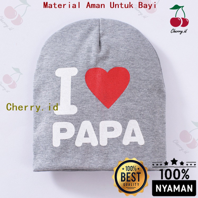 COD Topi Bayi Topi Anak I Love Papa / I Love Mama / Kupluk Bayi / Topi Bayi / Topi Kupluk Anak / Topi Kupluk Bayi TP4