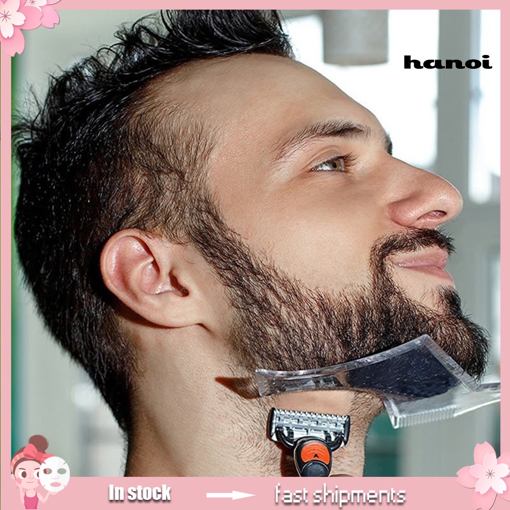 HQTM_Beard Shaping Template Stencil Comb Hair Shaper Men Shave Grooming Styling Tool