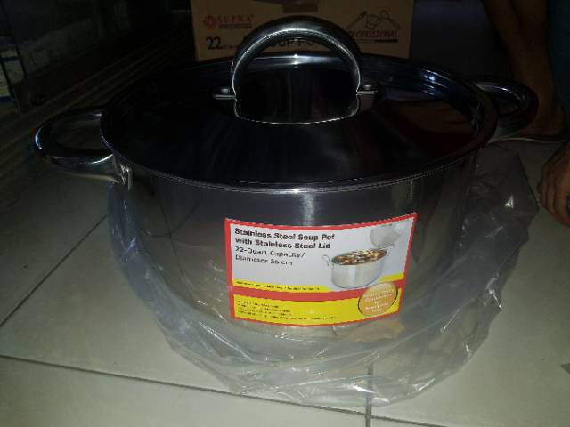 SUPRA - SOUP POT SS LID 22 QT - 36 CM - STAINLESS STEEL