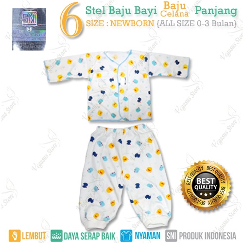 3-6 Set Baju Lengan Panjang Bayi &amp; Celana Panjang Bayi Shankusen Newborn(0-6Bulan) - 3-6Pasang-Vega5us Store(COD)