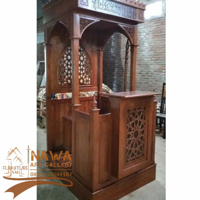 meja mimbar masjid podium mihrab furniture jati