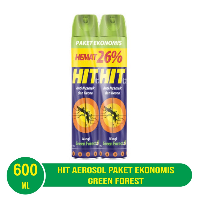 Hit Aerosol Paket Ekonomis Green Forest Isi 2 600ml + 75ml