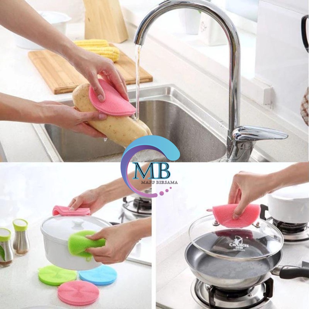 RT04 SPONS SPONGE SPON PENCUCI PIRING BULAT SILIKON SILICONE BRUSH SERBAGUNA FOOD GRADE MB2409