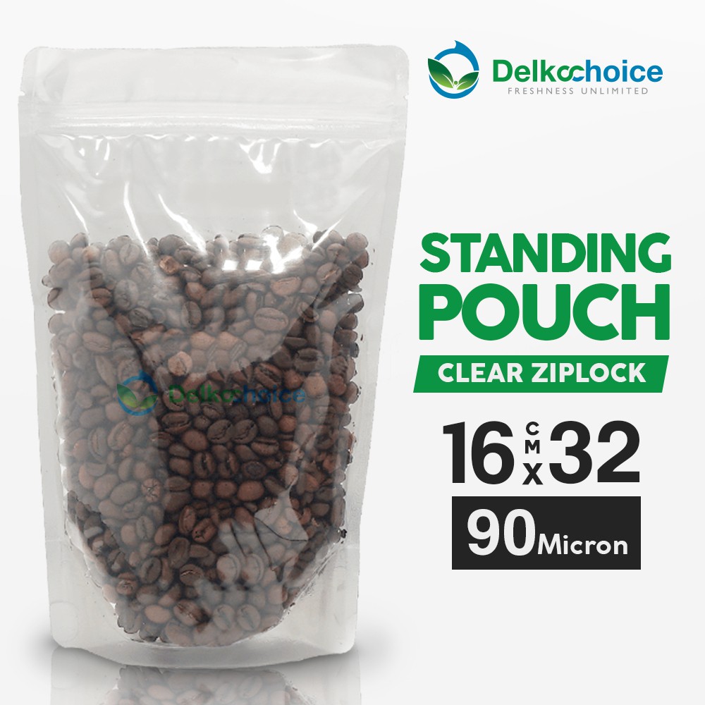 STANDING POUCH CLIP ZIPPER - PLASTIK KEMASAN MAKANAN MINUMAN 16X32