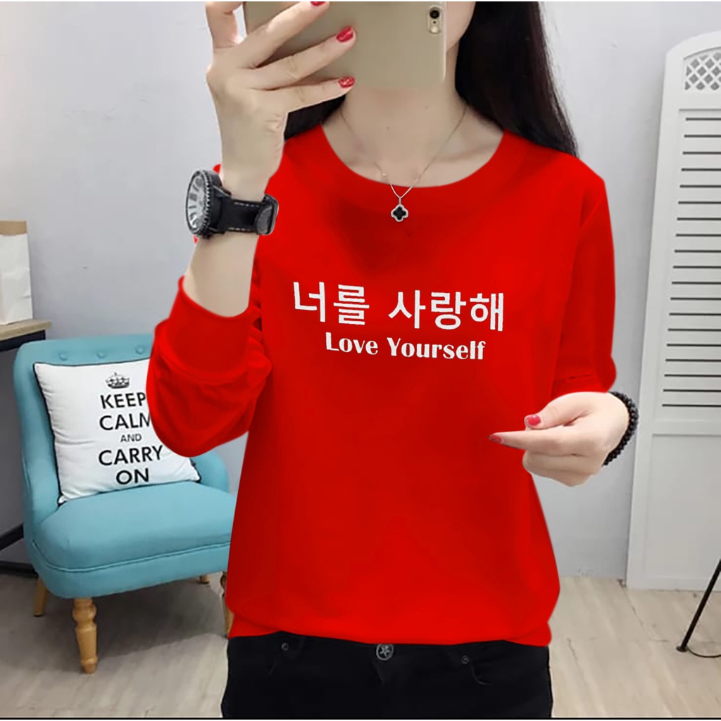 COLLECTION COOLS - ( BISA COD)BAJU ATASAN LOVE YOURSELF TERBARU-BAJU CEWEK LENGAN PANJANG MASA KINI,TRNDY DAN TERLARIS