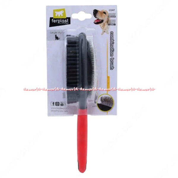 Ferplast Combination Brush Double 2in1 Sisir Hewan Anjing Kucing 2sisir Fer Plast Sisir Kombinasi Besi Putih Hair Comb Pets