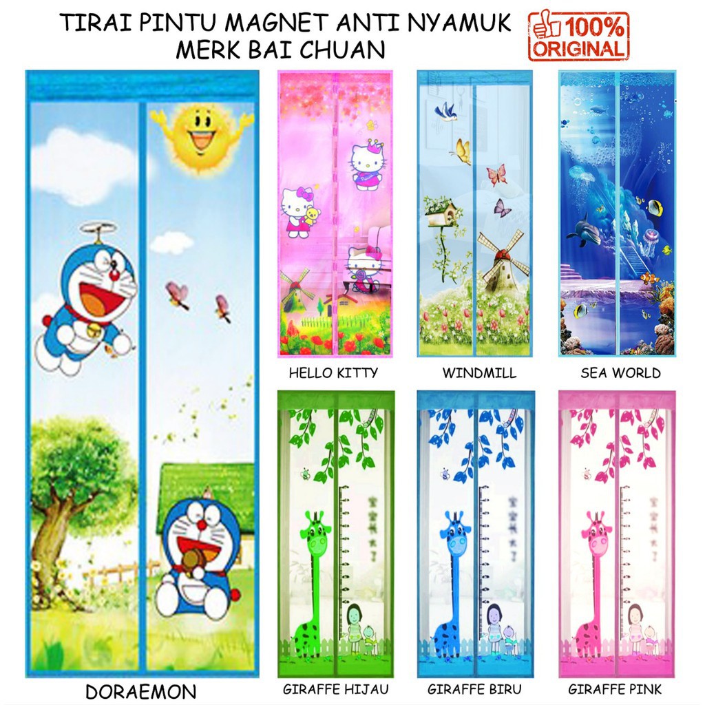 Tirai Magnet Motif RANDOM Anti Nyamuk Mosquito Net WD