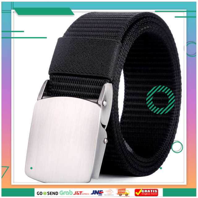 (BISA COD) FTIHSHP Tali Ikat Pinggang Pria Canvas Stylish Metal Buckle - MU071