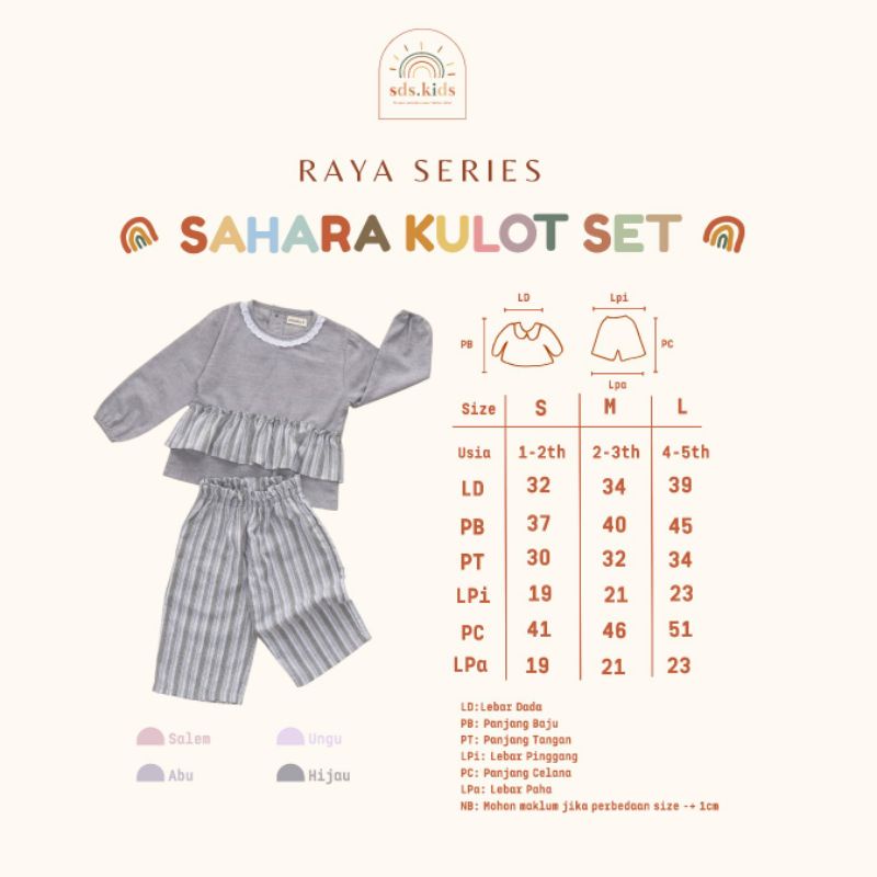 Domikado | Sahara kulot set | Sudaish joger set | Setelan busana muslim anak