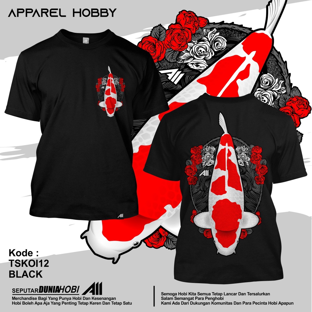 KAOS IKAN KOI KOHAKU KOI12 BLACK TSHIRT