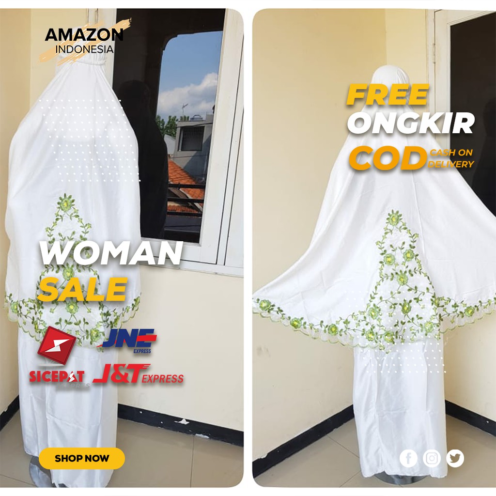 MUKENA WANITA DEWASA SATU SET WARNA GREEN BAHAN SUTRA PREMIUM TEBAL DINGIN ORIGINAL BEST QUALITY