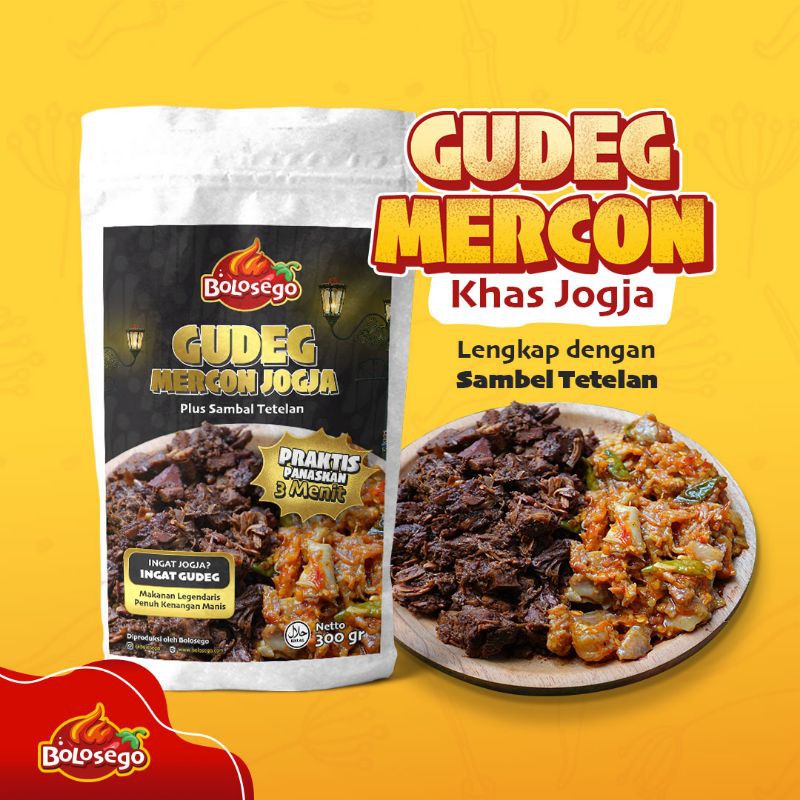 GUDEG MERCON BOLOSEGO. 300 GRAM. LENGKAP DENGAN SAMBAL TETELAN