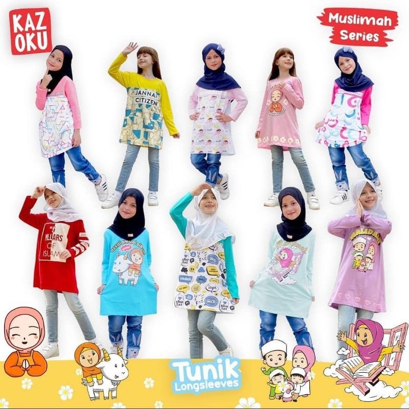 Tunik anak perempuan usia 4-12 tahun