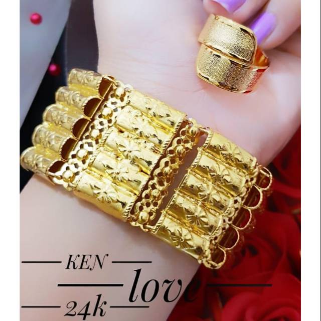 Gelang tangan tingakat lapis emas 24k HRN6