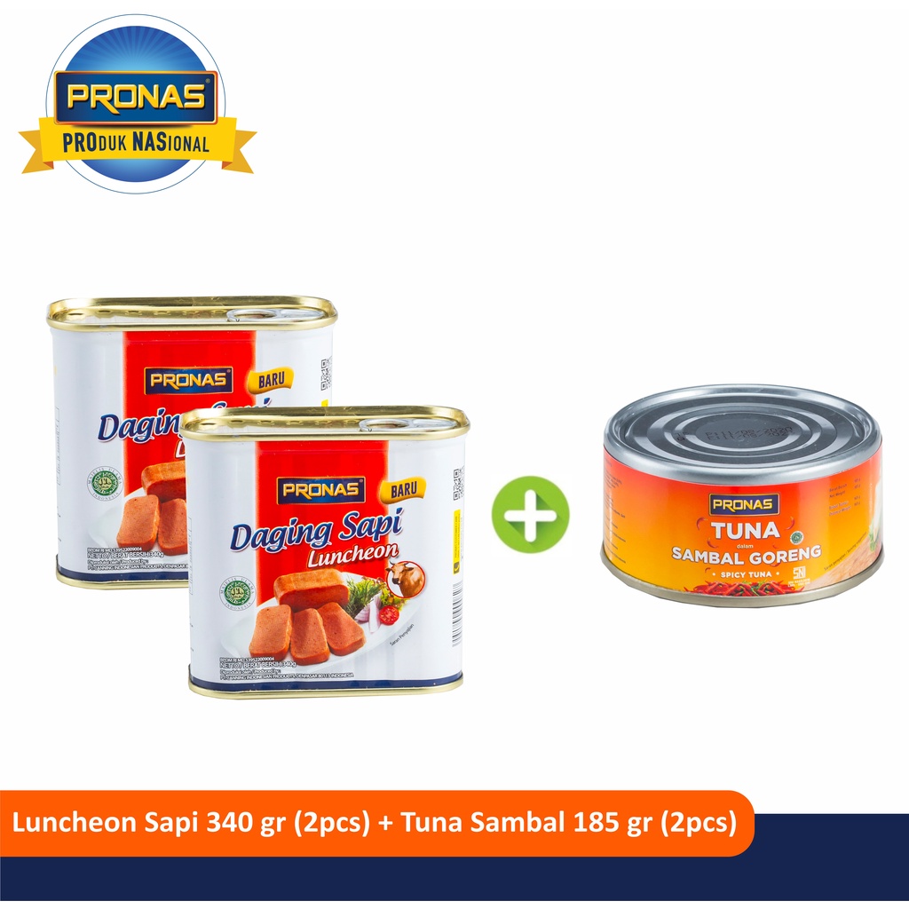 

PRONAS Paket Lengkap Luncheon Sapi 340 g (2pcs) dan Tuna Pedas 185 g bundling (1pcs)