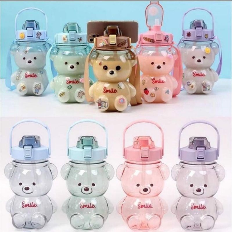 KD1 Botol Smile Bear Gradasi &amp; Transparan Milenial