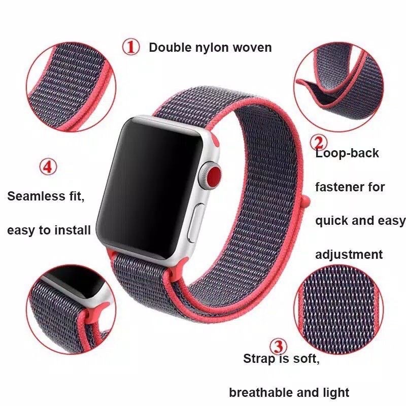 Strap Woven Nylon Nilon untuk Apple Watch Seri 1 2 3 4 5 6 7 SE 38mm 40mm 41MM 42mm 44mm 45MM