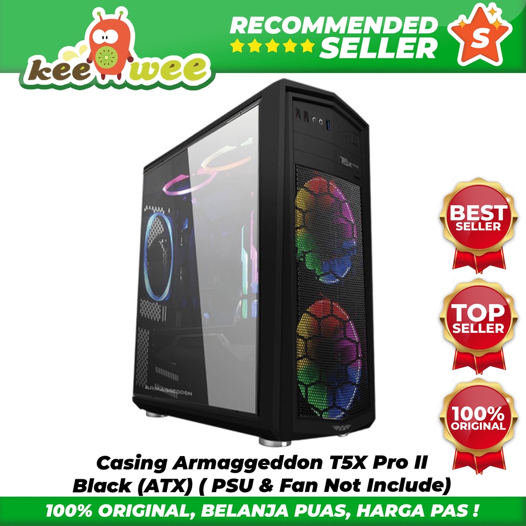 Casing Armaggeddon T5X Pro II  Black (ATX) ( PSU & Fan Not Include)