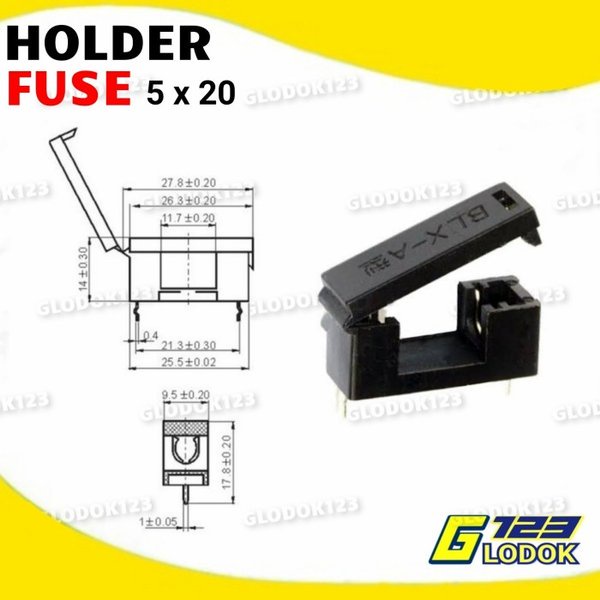 Fuse Holder PCB Tancap Kotak Sekring Sekering Kaca Gelas 5x20 mm BLX-A